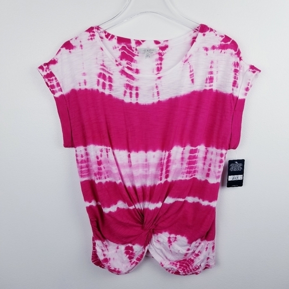 Lucky Brand Tie-Dye Twist-Front Short Sleeve Top NWT - Picture 2 of 12